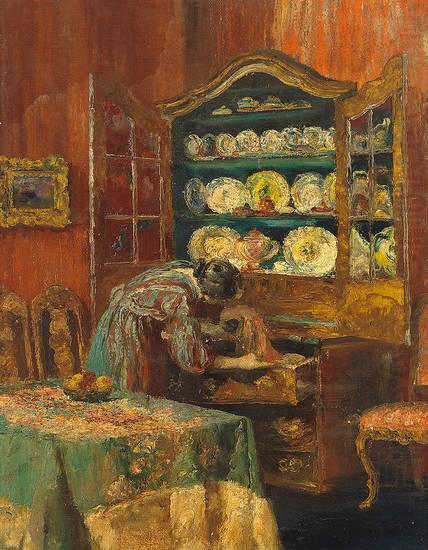 Paul Barthel Interieur mit geoffneter Vitrine china oil painting image